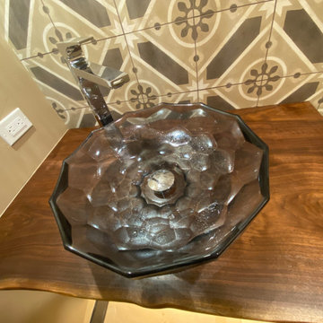 Luxury Powder Room Walnut Vanity Top