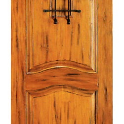 RA-425 Speakeasy Round Top Raised 2-Panel Rustic Hardwood Entry Single Door - Front Doors