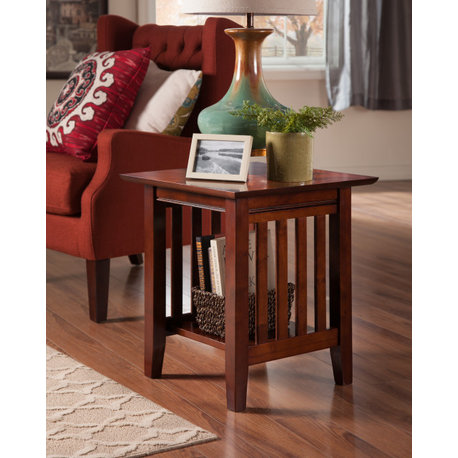 AFI Mission Solid Wood Contemporary End Table in Walnut Brown