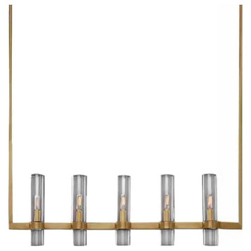 Candle-shaped Modern Luxury LED Brass Chandelier, 5 Heads, Changeable