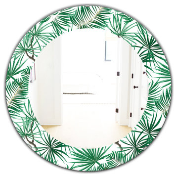 Designart Tropical Mood Foliage 12 Bohemian Frameless Oval Or Round Wall Mirror,
