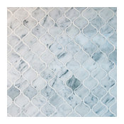 Arabesque Marble Mosaic Tile 12.50"x12.50", Bianco Carrara White, Box of 5 Sheet