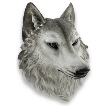 `Remus` Gray Wolf Head Mount Wall Statue Bust 16 In.