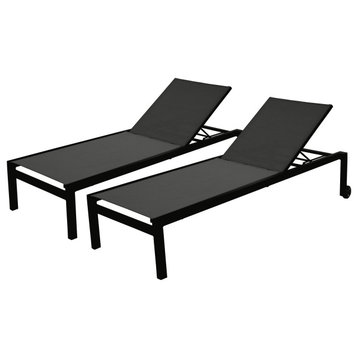 Infinity Outdoor Patio Adjustable Metal Chaise Lounge Chair Recliner Set Black-2