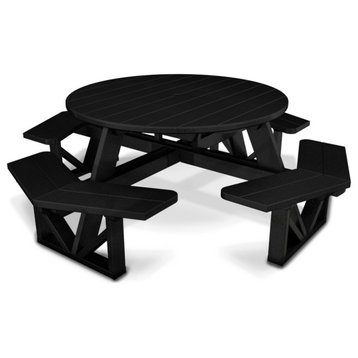 Polywood Park 53" Octagon Table, Black