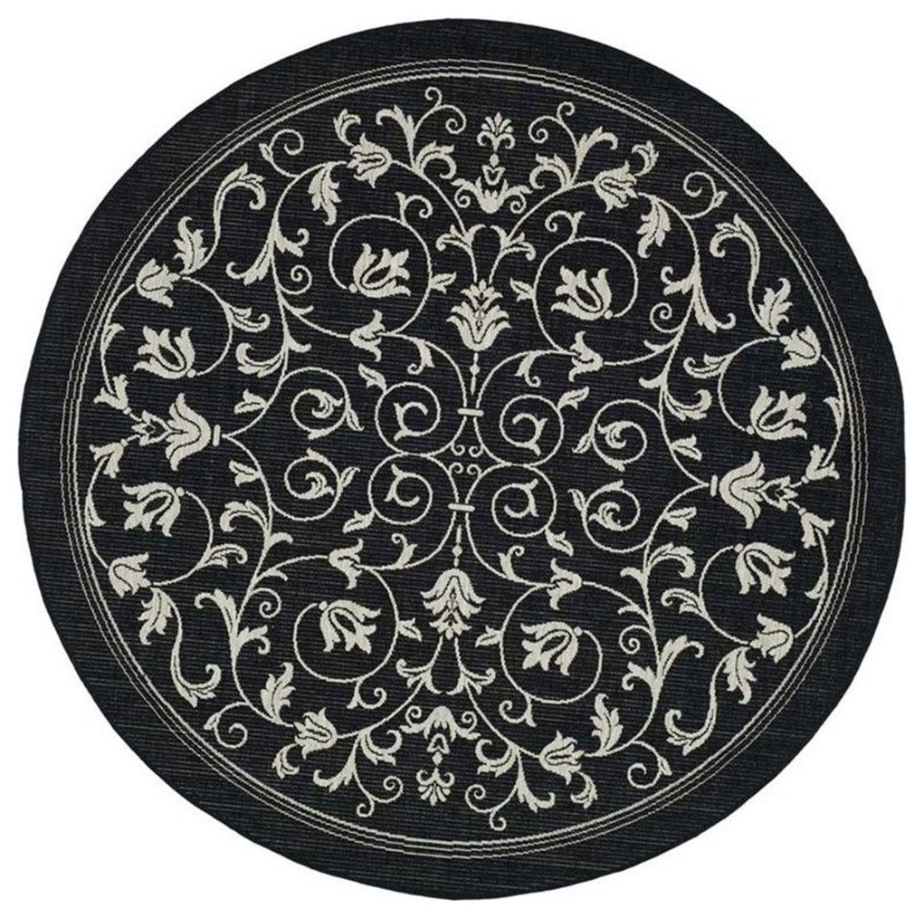 Safavieh Courtyard Black Indoor Outdoor Rug - Round 7'10