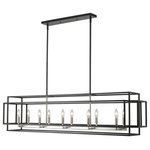 Z-LITE - Z-LITE 454-54L-BK-BN Titania 10 Light Island/Billiard, Black + Brushed Nickel - Z-LITE 454-54L-BK-BN 10 Light Island/Billiard Light Fixture, Black + Brushed NickelBring a crisp modern look with softening effects, and choose this black and brushed nickel finish 10-light island pendant for a contemporary space. An eye-catching rectangular shape makes it a perfect fixture for illuminating a kitchen island or billiards space, and the architectural effect of an open-concept boxy steel frame highlights the delightfully traditional feel of candelabra-style bulb bases.Capture a modular, geometric feel in the contemporary design that marks this elegant Titania collection. Styled with a modern silhouette, its candelabra-style bulb bases and optional warm finishes add a transitional essence that spans d??cor motifs. Brilliantly blended finish combinations that separate frames from inner fittings offer tailored combinations to suit design whims and deliver stylish personality. Make essential lighting an integral part of a customized d??cor selection and choose from several builds that highlight specific living areas.Collection: TitaniaFrame Finish: Black + Brushed NickelFrame Material: SteelDimension(in): 54(L) x 13(W) x 13(H)Chain Length(in): 10x12" + 2x6" + 2x3" RodsCord/Wire Length(in): 110"Bulb: (10)60W Candelabra base,Dimmable(Not Included)UL Classification/Application: CUL/cETLu/DampLTL Shipment