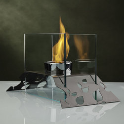 DecorPro 17'' x 10.5'' Leaf Tabletop Black Fireburner D10008 - Tabletop Fireplaces