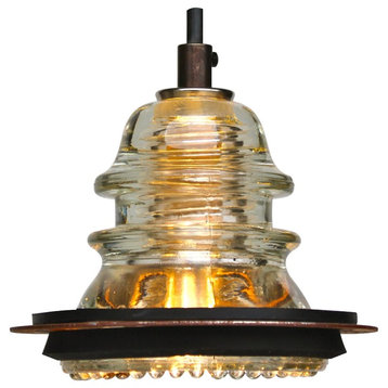 Insulator Light LED Pendant With 5" Rusted Metal Ring 120V/6W 500 Lumens