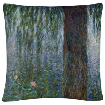 Claude Monet 'Waterlillies Morning' Decorative Throw Pillow