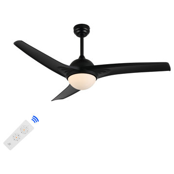 Sully 52" App/Remote 6-Speed LED Ceiling Fan, Black/White