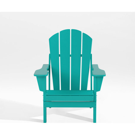 HDPE Outdoor Patio Folding Poly Adirondack Chair, Turquoise