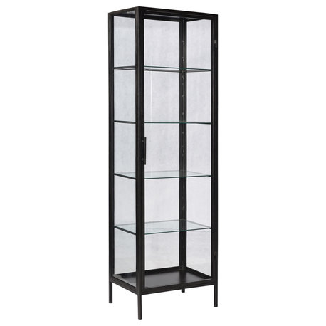 Buckingham 78" Tall Glass Door Cabinet, Black