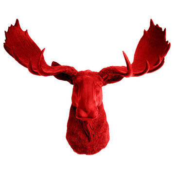 Faux Moose Head Wall Mount, Red