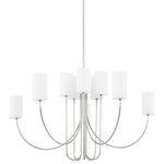 Hudson Valley Lighting - Harlem 10-Light Chandelier, Polished Nickel Frame, White Shade - Big, bold swooping arms pair with traditional, straight Belgian linen drum shades to take modern design to the next level. Available as a chandelier or wall sconce in three different finishes, this bright, joyous fixture is sure to add style and bring smiles to any space it fills.