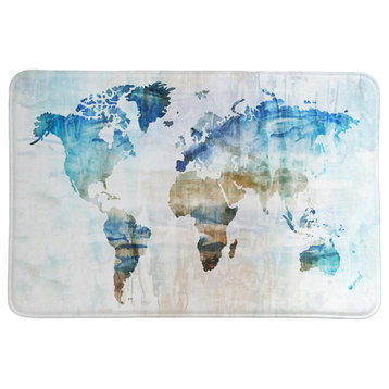 World Travelers Map Memory Foam Rug, 2'x3'