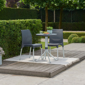 Chelsea Outdoor Patio Garden Table and Chair Set by Keter, Grey