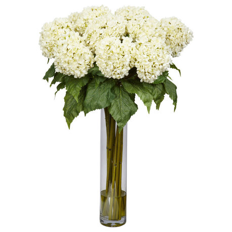 Hydrangea Silk Flower Arrangement, White