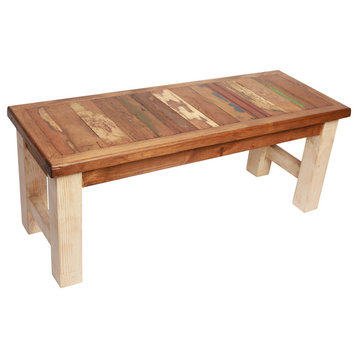 Rustic Reclaimed Wood Bench, White