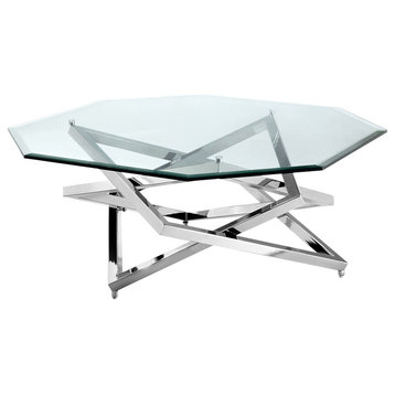 Magnussen Lenox Square Octoganal Cocktail Table in Nickel