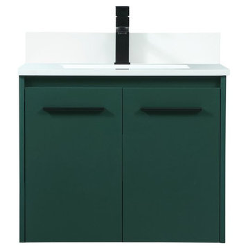 Elegant VF44524MGN-BS 24"Single Bathroom Vanity, Green With Backsplash