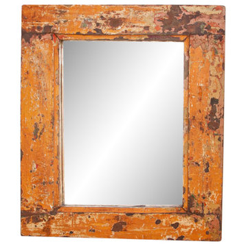 Rustic Turmeric Orange Painted Mirror