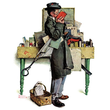 "Bookworm" Painting Print on Canvas by Norman Rockwell