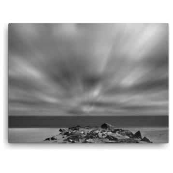 Coastal Abstract Canvas Art: Windy Beach Black & White Print, 18" X 24"