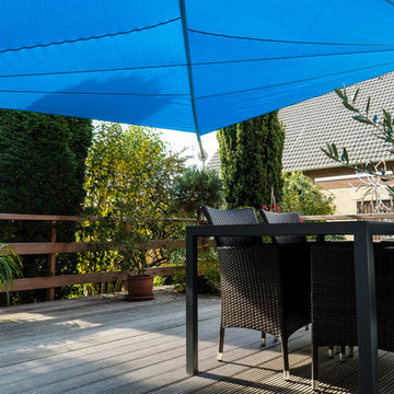 Manuell aufrollbares Sonnensegel | Terrasse | blau