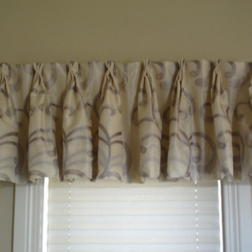 Pinch Pleated Valance over Faux Wood Blind