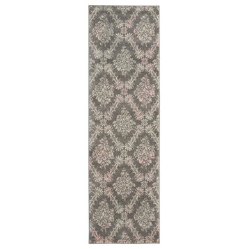 Nourison Tranquil Transitional Area Rug, Gray/Pink, 2'3"x7'3"
