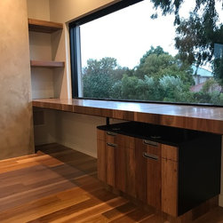 Custom office furniture grain match waterfall edge Material Spotted Gum - Desks And Hutches