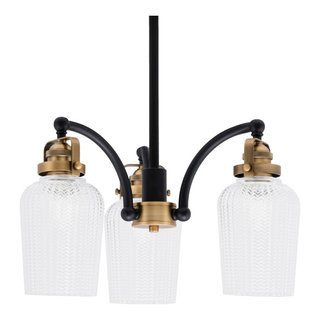 Image showcasing Easton 3 Light Chandelier, Matte Black & Brass Finish, 5