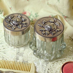 English Glass Vanity Jars - Bathroom Accessories
