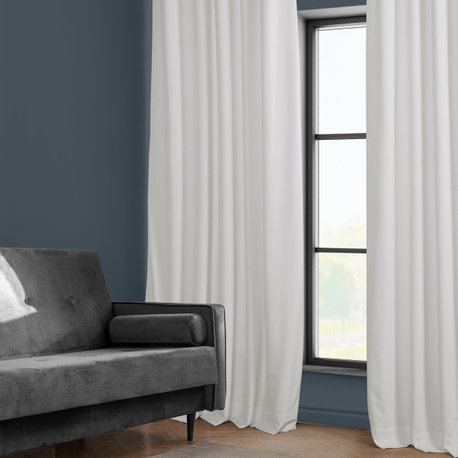 Heritage Plush Velvet Curtain Single Panel, Pillow White, 50"x108"