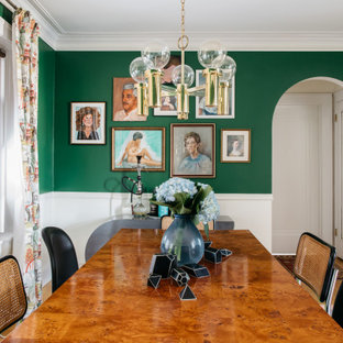 75 Beautiful Dining Room with Green Walls and Wainscoting Pictures