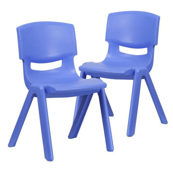 Flash Furniture 15.5" Plastic Stackable School Chair in Blue (Set of 2)
