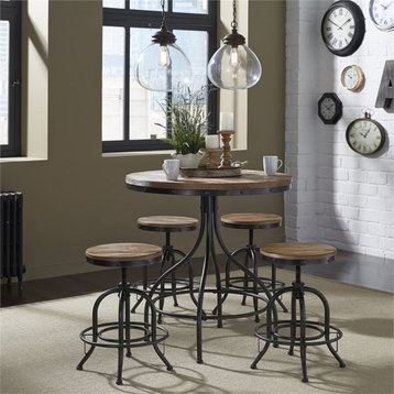 Bowery Hill Metal Pub Table in Weathered Gray and Black