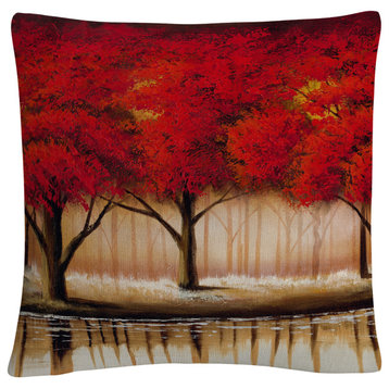 Rio 'Parade of Red Trees II' Decorative Throw Pillow