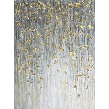 "Golden Cascade" Hand Painted Canvas Art - Wrapped Canvas Painting