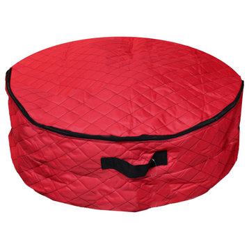 2-in-1 Quilted Red Zip Up Christmas Garland and Wreath Storage Bag