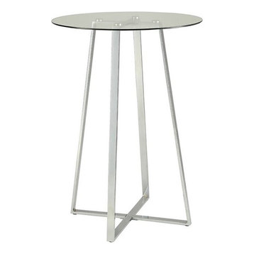 Coaster 30" Round Glass Top Pub Table in Chrome