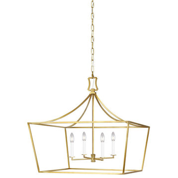 Southold 4-Light Single Tier Chandelier in Burnished Brass