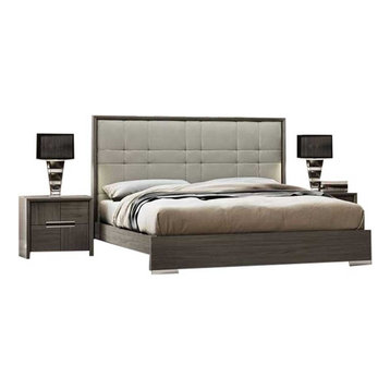 Copenhagen 3-Piece Contemporary Bedroom Set, Grey and Taupe, King