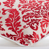 Red Red Damask Pattern 16"x16" Burnout Velvet Pillowcase, Cayenne Red Damask