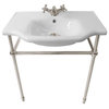 Traditional Ceramic Console Sink With Satin Nickel Stand