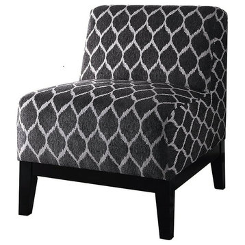 Contemporary Accent Chair, Armless Design With Geometric Upholstery, Dark Blue