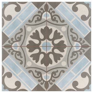 Evasion Encaustic 17.63" x 17.63" Ceramic Floor and Wall Tile, Azul