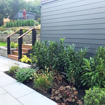 Port Jefferson, NY Landscape Design with Pool House and Flowerbeds
