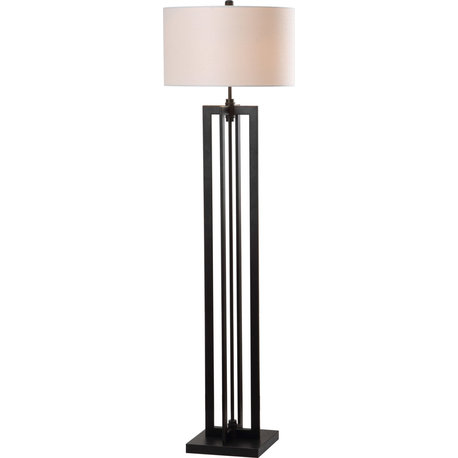 Tanya Tower Floor Lamp - White Shade, Black Base